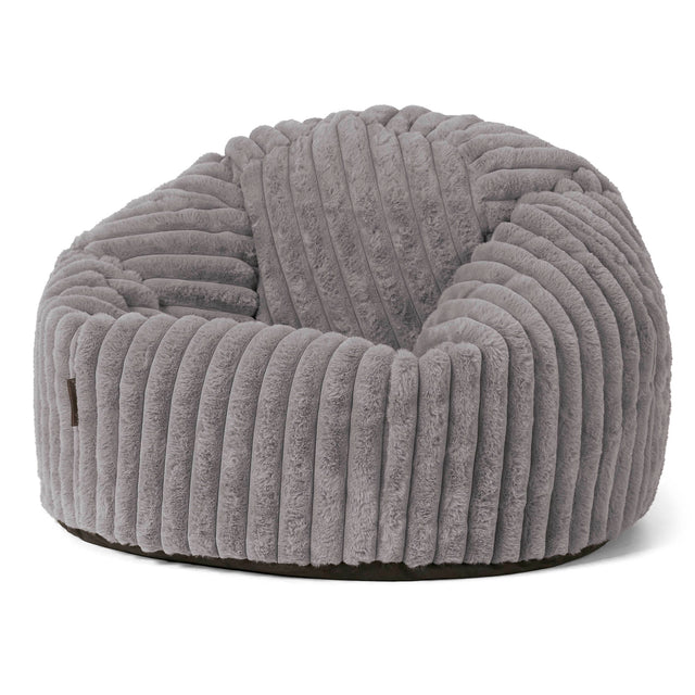 Puff Redondo - Pana de Felpa Ultra Gris 01