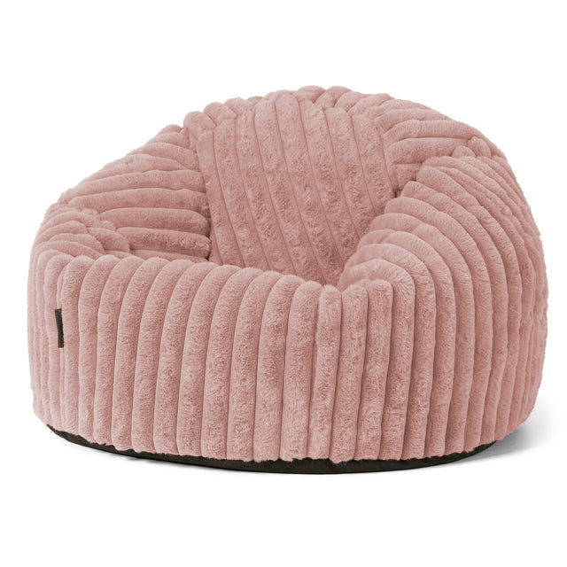 Puff Redondo - Pana de Felpa Ultra Rosa Empolvado 01