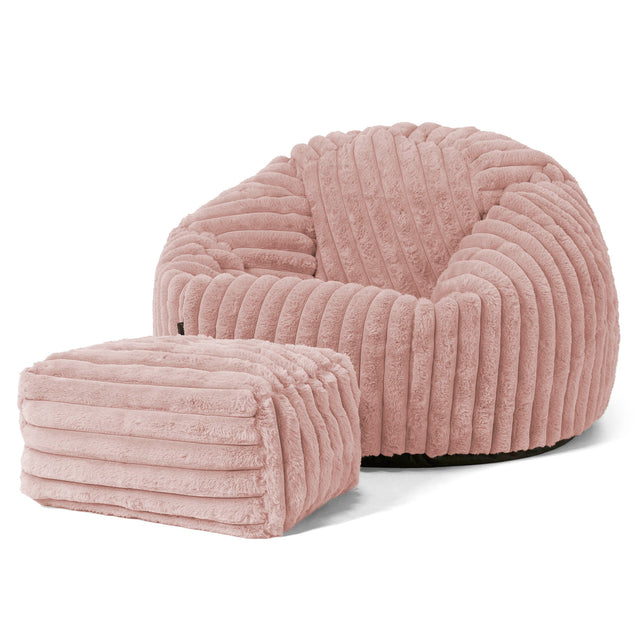 Puff Redondo - Pana de Felpa Ultra Rosa Empolvado 02