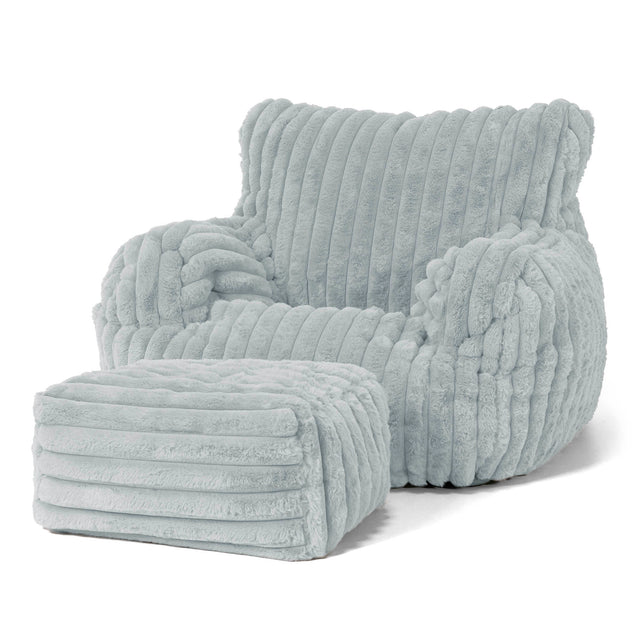 Puff Sillón Josephine - Pana de Felpa Ultra Azul Huevo de Pato 02