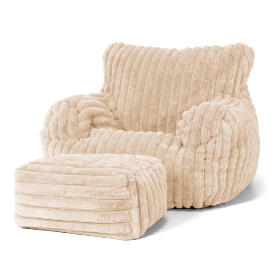 Puff Sillón Josephine - Pana de Felpa Ultra Crema 02
