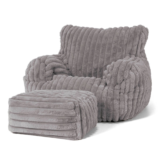Puff Sillón Josephine - Pana de Felpa Ultra Gris 02