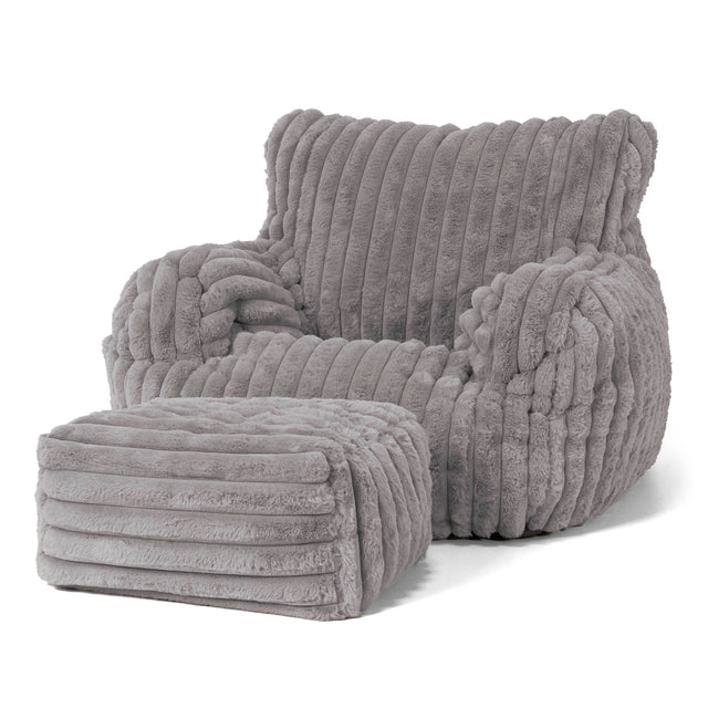 Puff Sillón Josephine - Pana de Felpa Ultra Gris 02