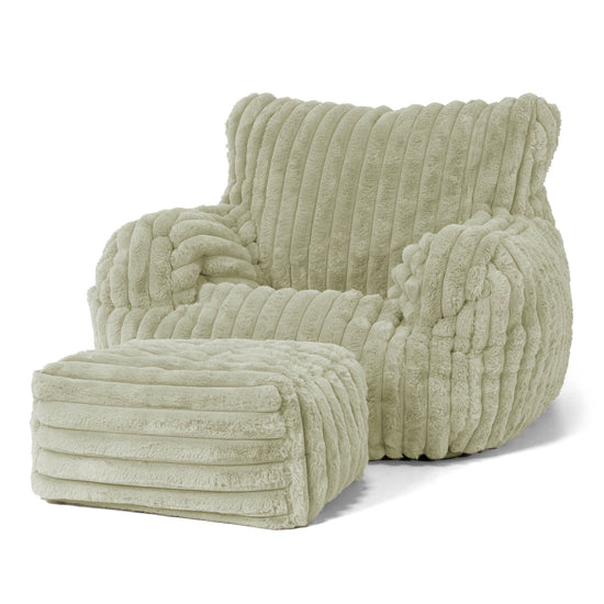 Puff Sillón Josephine - Pana de Felpa Ultra Verde Salvia 02