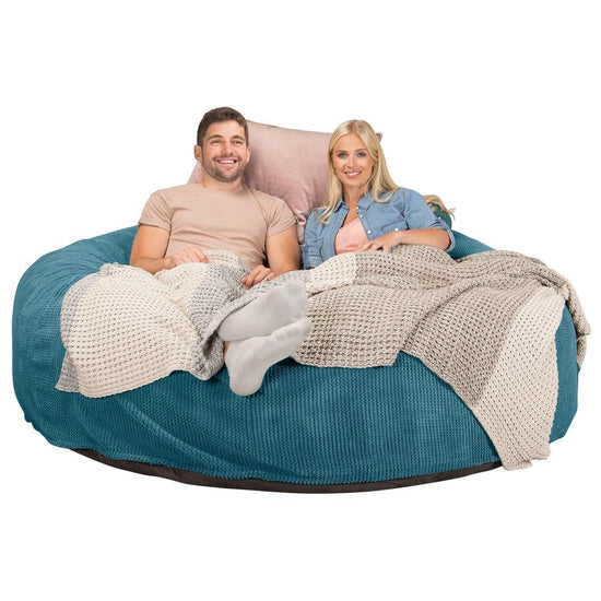 Lounge Pug, CloudSac 3000 XXL, Sofá Puf Viscoelástico King Sized, Pana efecto Waffle Egeo Azul