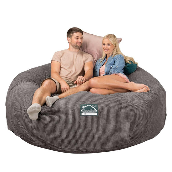 Lounge Pug, CloudSac 3000 XXL, Sofá Puf Viscoelástico King Sized, Pana efecto Waffle Carbón Gris
