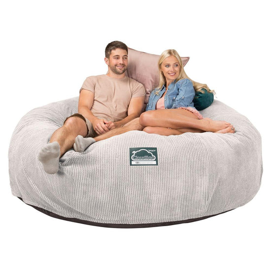 Lounge Pug, CloudSac 3000 XXL, Sofá Puf Viscoelástico King Sized, Pana efecto Waffle Crema