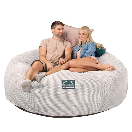Lounge Pug, CloudSac 3000 XXL, Sofá Puf Viscoelástico King Sized, Pana efecto Waffle Crema