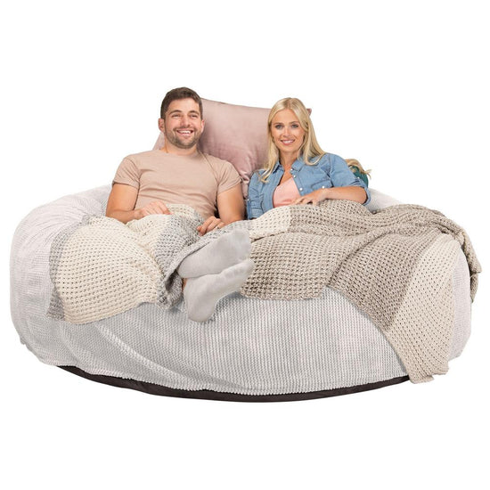 Lounge Pug, CloudSac 3000 XXL, Sofá Puf Viscoelástico King Sized, Pana efecto Waffle Crema