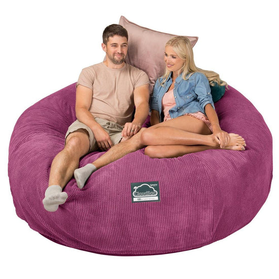 Lounge Pug, CloudSac 3000 XXL, Sofá Puf Viscoelástico King Sized, Pana efecto Waffle Rosa