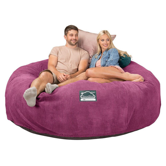 Lounge Pug, CloudSac 3000 XXL, Sofá Puf Viscoelástico King Sized, Pana efecto Waffle Rosa