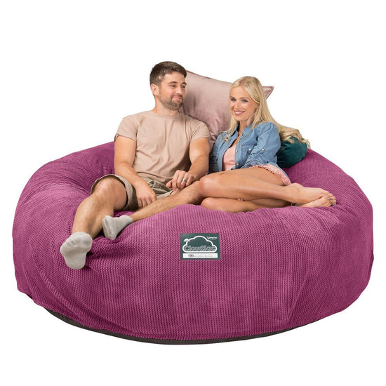 Lounge Pug, CloudSac 3000 XXL, Sofá Puf Viscoelástico King Sized, Pana efecto Waffle Rosa