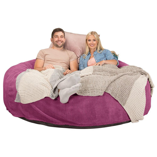Lounge Pug, CloudSac 3000 XXL, Sofá Puf Viscoelástico King Sized, Pana efecto Waffle Rosa