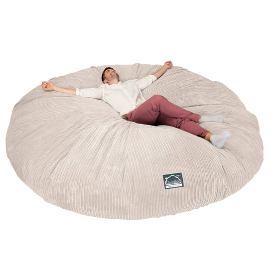 Lounge Pug, CloudSac 5000 XXXXXL, Sofá Puf Viscoelástico Titánico, Pana Clásica Marfil