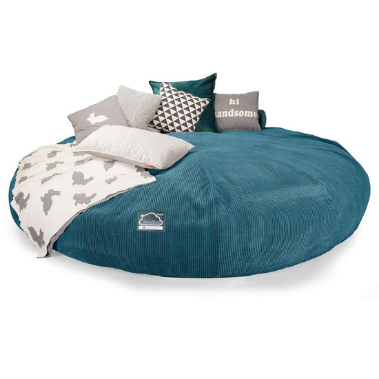 Lounge Pug, CloudSac 5000 XXXXXL, Sofá Puf Viscoelástico Titánico, Pana efecto Waffle Egeo Azul
