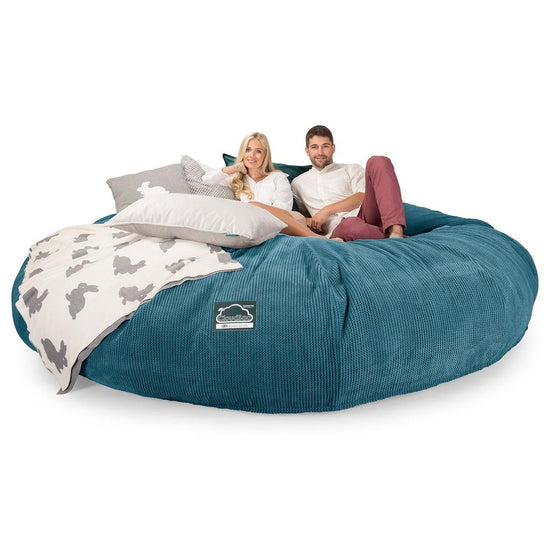 Lounge Pug, CloudSac 5000 XXXXXL, Sofá Puf Viscoelástico Titánico, Pana efecto Waffle Egeo Azul
