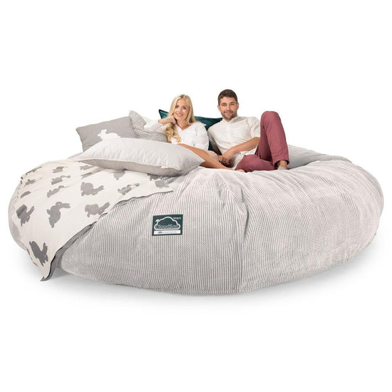 Lounge Pug, CloudSac 5000 XXXXXL, Sofá Puf Viscoelástico Titánico, Pana efecto Waffle Crema