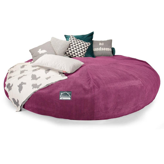 Lounge Pug, CloudSac 5000 XXXXXL, Sofá Puf Viscoelástico Titánico, Pana efecto Waffle Rosa