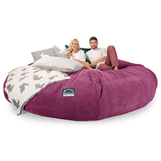 Lounge Pug, CloudSac 5000 XXXXXL, Sofá Puf Viscoelástico Titánico, Pana efecto Waffle Rosa