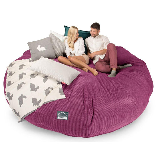 Lounge Pug, CloudSac 5000 XXXXXL, Sofá Puf Viscoelástico Titánico, Pana efecto Waffle Rosa