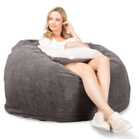 Lounge Pug, CloudSac 510 XL, Puf Viscoelástico Extra Grande, Pana efecto Waffle Carbón Gris
