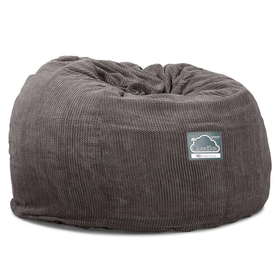 Lounge Pug, CloudSac 510 XL, Puf Viscoelástico Extra Grande, Pana efecto Waffle Carbón Gris