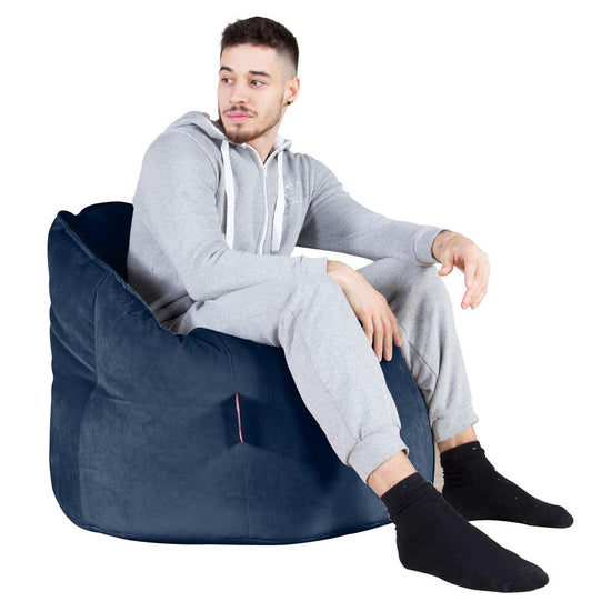 LOUNGE PUG, Puff Silla 'Abrazo', Terciopelo - Azul Marino
