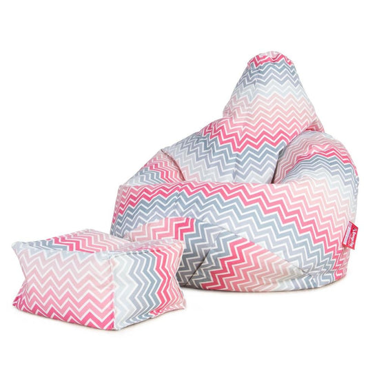 LOUNGE PUG - Escabel - Estampado Geométrico Chevron Rosa