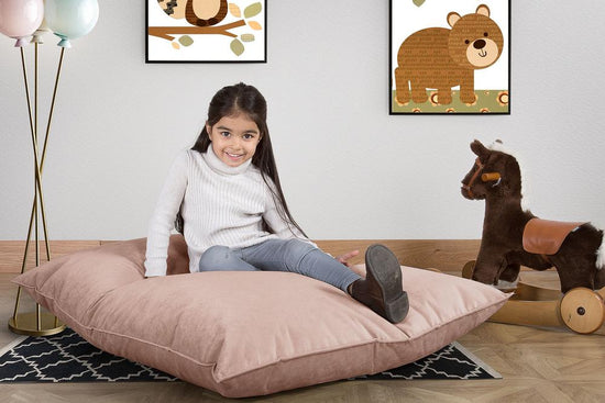 LOUNGE PUG, Puff Cama Junior, Terciopelo - Rosa