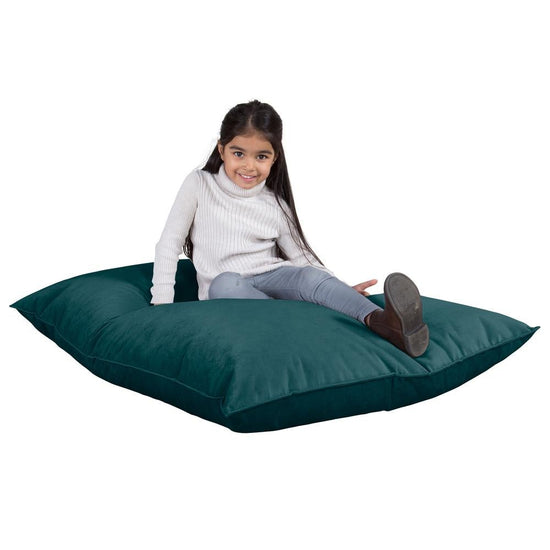 LOUNGE PUG, Puff Cama Junior, Terciopelo - Turquesa