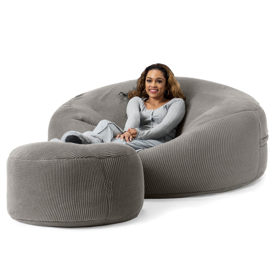 LOUNGE PUG - Puff Gigante 'Mega-Mamut' - Ellos Punto Grueso Gris