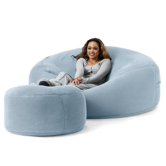 LOUNGE PUG - Puff Gigante 'Mega-Mamut' - Ellos Punto Grueso Azul Brumoso