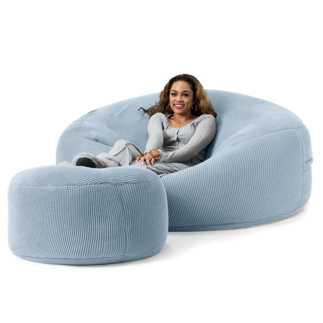LOUNGE PUG - Puff Gigante 'Mega-Mamut' - Ellos Punto Grueso Azul Brumoso