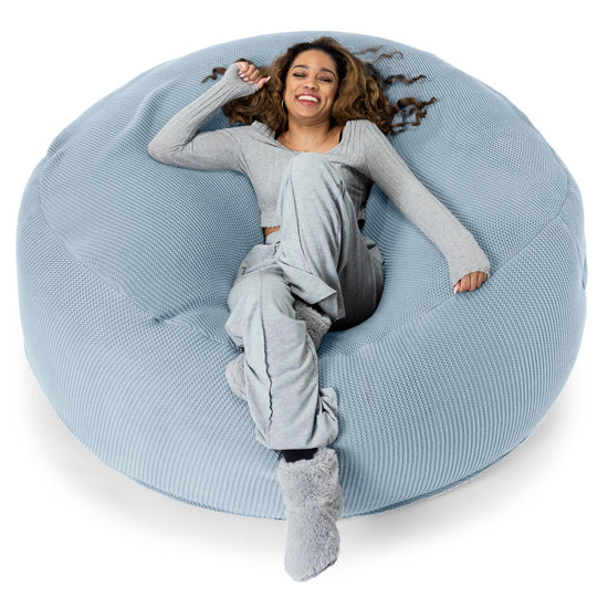 LOUNGE PUG - Puff Gigante 'Mega-Mamut' - Ellos Punto Grueso Azul Brumoso