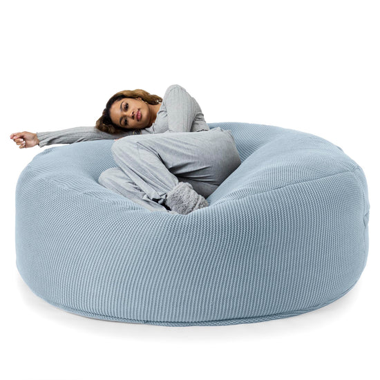 LOUNGE PUG - Puff Gigante 'Mega-Mamut' - Ellos Punto Grueso Azul Brumoso