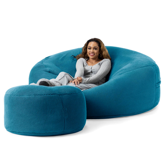 LOUNGE PUG - Puff Gigante 'Mega-Mamut' - Ellos Punto Grueso Azul petróleo