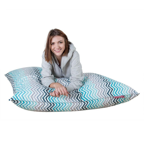 LOUNGE PUG - Puff Gigante Cama XL - Estampado Geométrico Chevron Turque