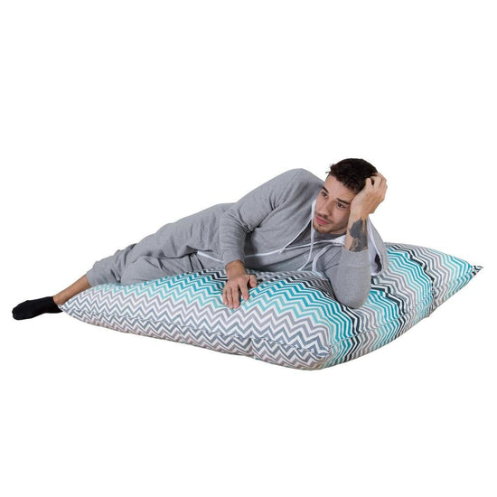 LOUNGE PUG - Puff Gigante Cama XL - Estampado Geométrico Chevron Turque