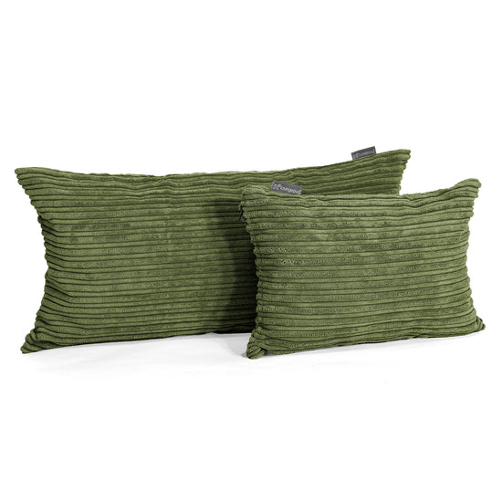 Fundas de Almohada Gigante 40 x 80cm - Pana Clásica Bosque Verde 0