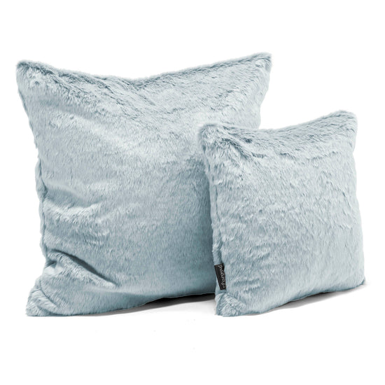 Cojín 47 x 47cm - Piel de Conejo Sintética Azul Empolvado 02