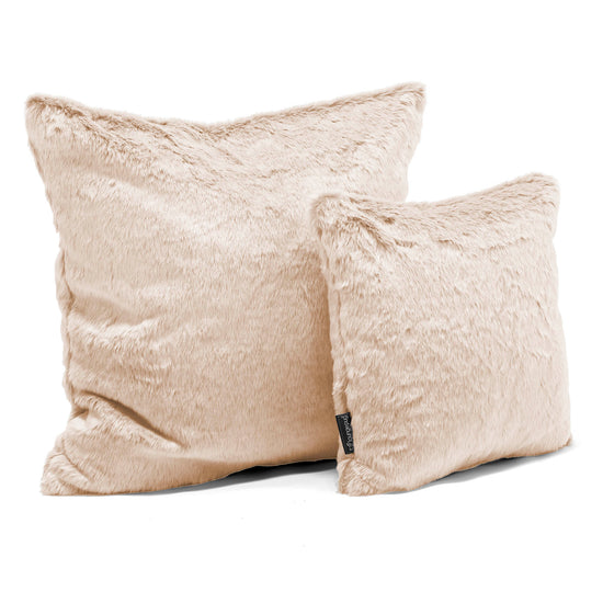 Cojín 47 x 47cm - Piel de Conejo Sintética Blanco 02