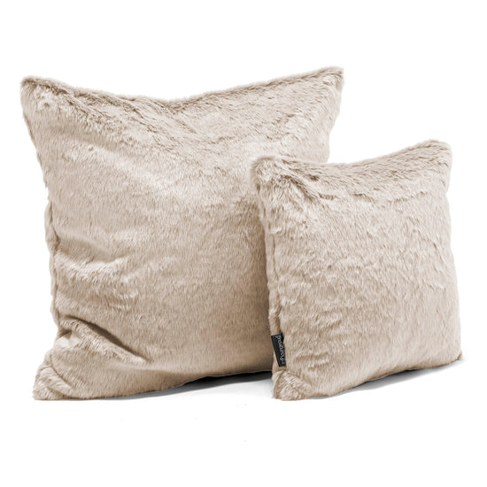 Cojín 47 x 47cm - Piel de Conejo Sintética Marrón Dorado 02