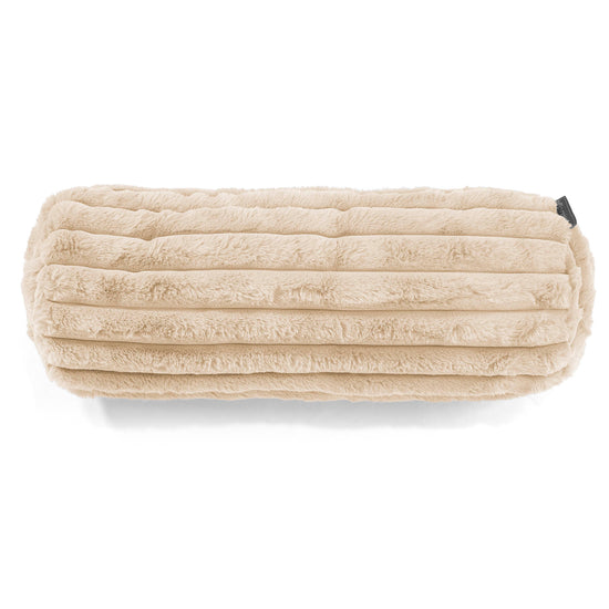 Fundas de Cojín Cilíndrico 20 x 55cm - Pana de Felpa Ultra Crema 02