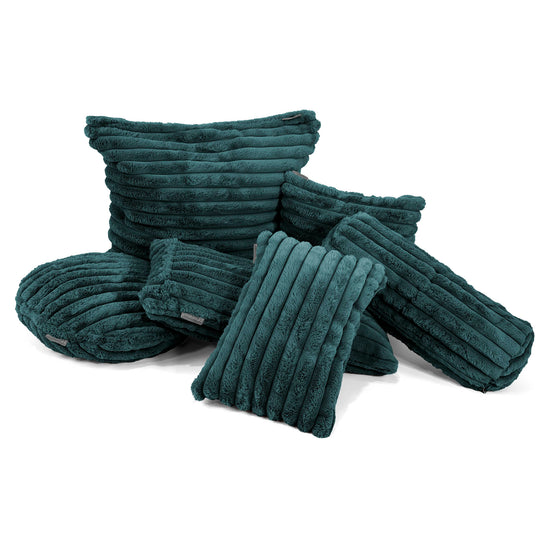 Fundas de Cojín Cilíndrico 20 x 55cm - Pana de Felpa Ultra Turquesa 03