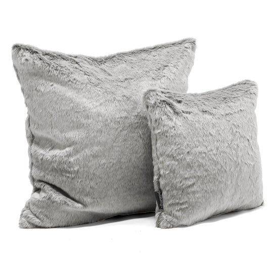 Cojín Extra Grande 70 x 70cm - Piel de Conejo Sintética Gris Claro 02