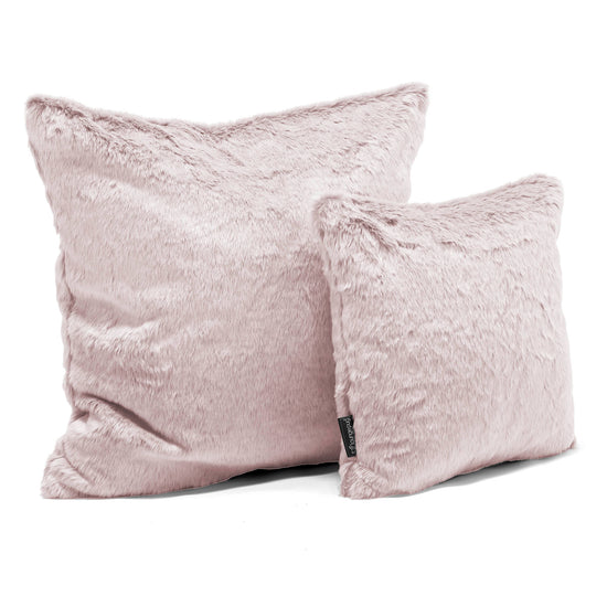 Cojín Extra Grande 70 x 70cm - Piel de Conejo Sintética Rosa Empolvado 02