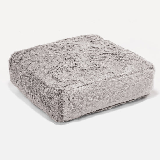 Cojín de Piso Grande - Piel de Conejo Sintética Gris Claro 01
