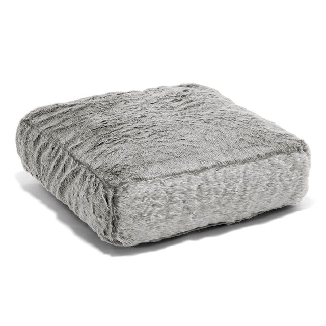 Cojín de Piso Grande - Piel de Conejo Sintética Gris Claro 01