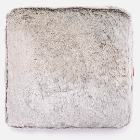 Cojín de Piso Grande - Piel de Conejo Sintética Gris Claro 03