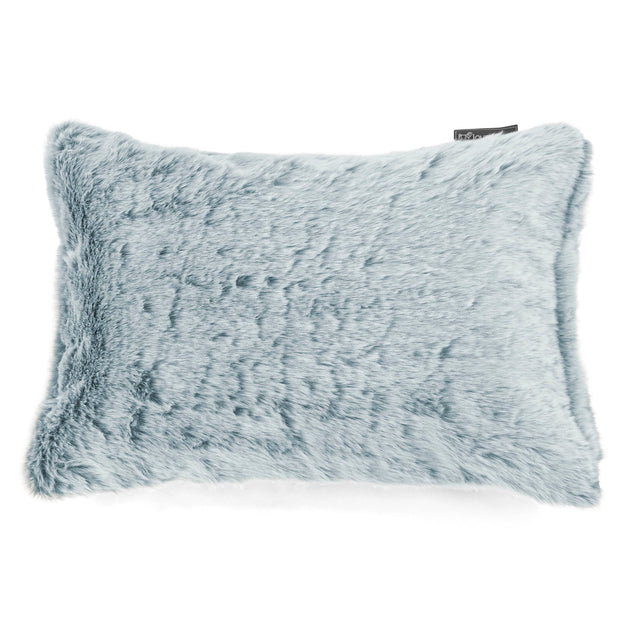 Cojín Rectangular 35 x 50cm - Piel de Conejo Sintética Azul Empolvado 01